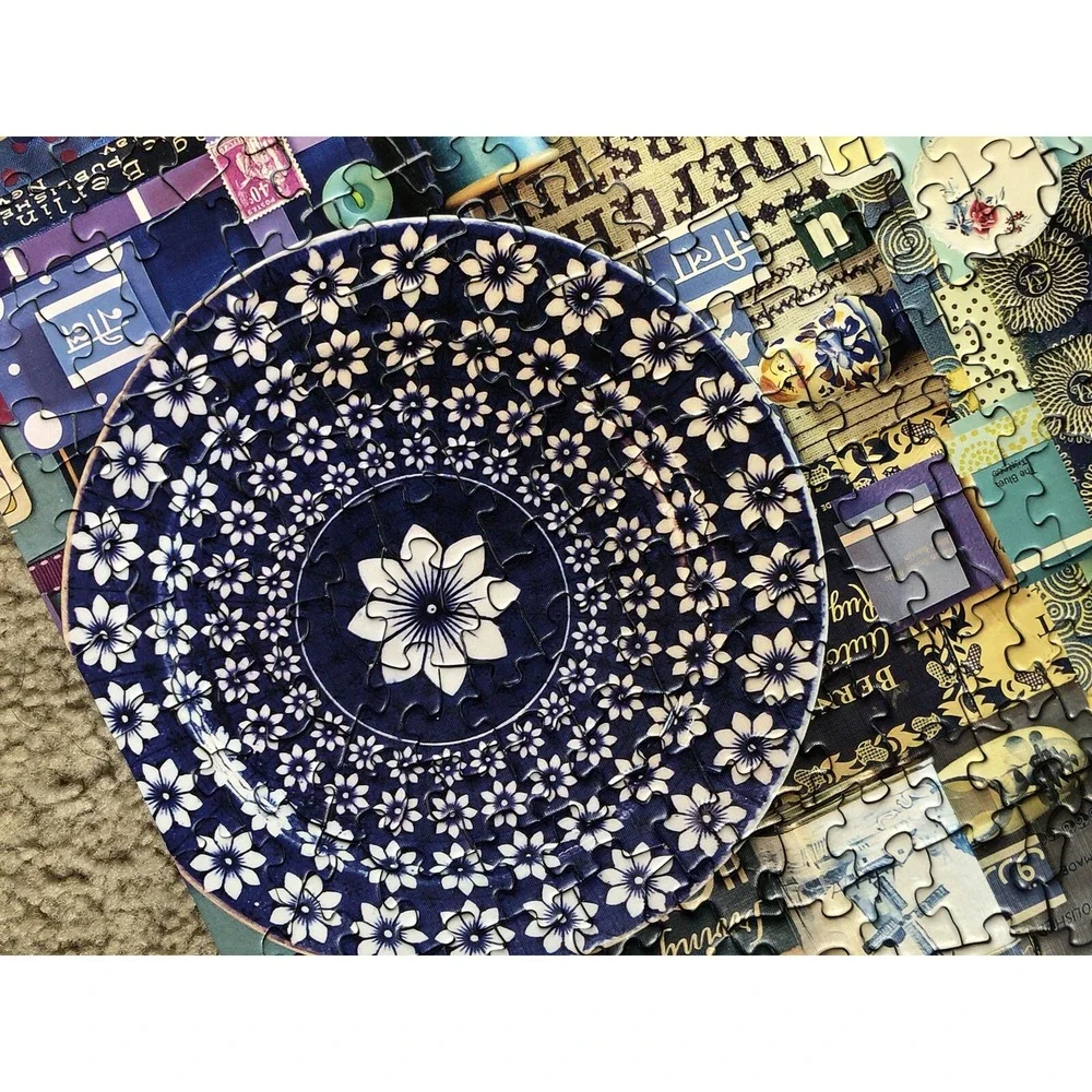 Cobble Hill Blue Jigsaw Puzzle 1000 Piece Complete